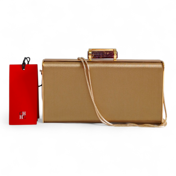 Clutch Carolina Herrera Scala Insígnia Dourada 