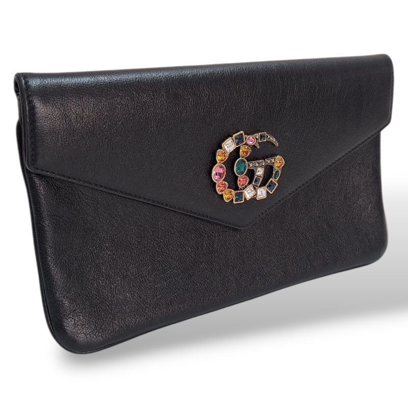 Clutch Gucci Envelope GG Preta  Clutch Gucci Envelope GG Preta