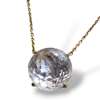 Colar Elizabete Gaspar Briole Cristal 10mm em Ouro Amarelo