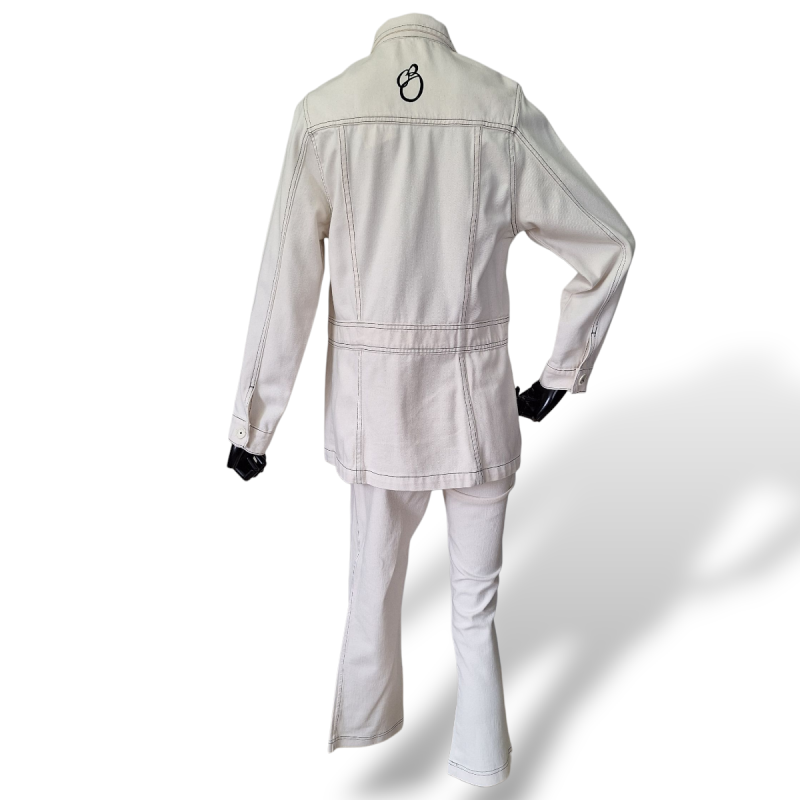 Conjunto Cris Barros Jeans Off White Pespontado-36