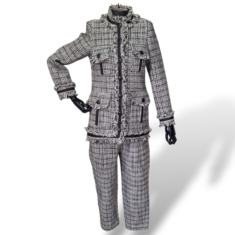 Conjunto Mixed Tweed Preto e Branco-36 Conjunto Mixed Tweed Preto e Branco-36