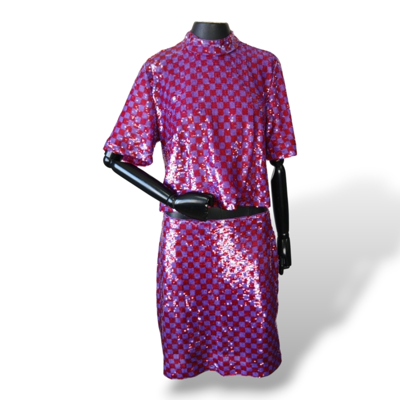 Conjunto NK Store Paetê Roxo e Rosa - 42