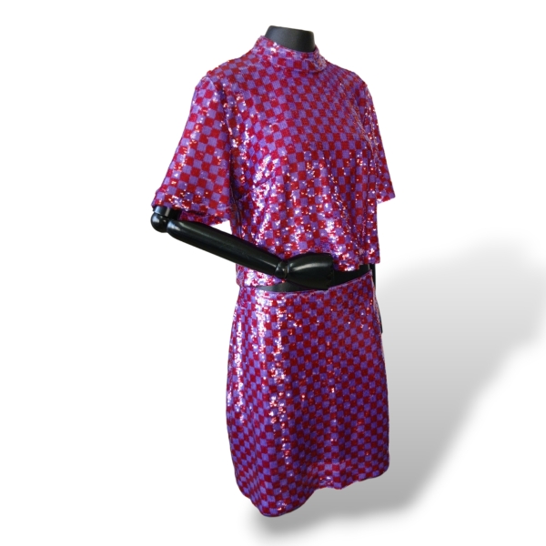 Conjunto NK Store Paetê Roxo e Rosa - 42
