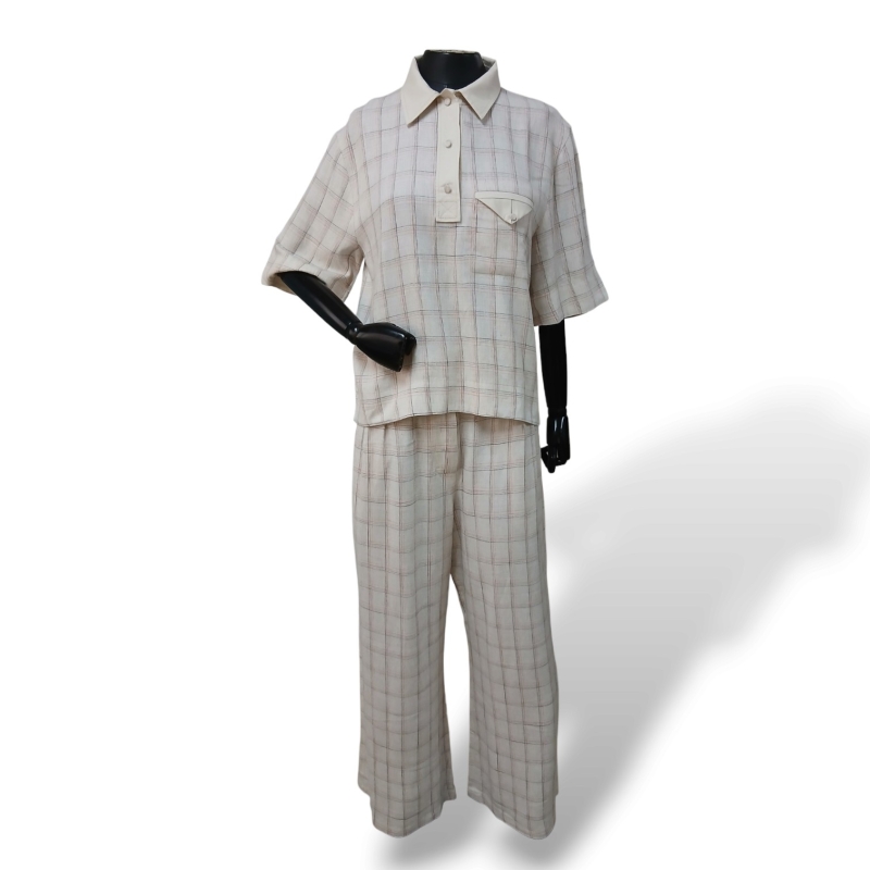 Conjunto NK Store Tecido Quadriculado Off White - 38 