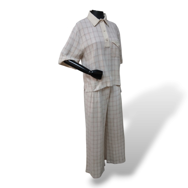 Conjunto NK Store Tecido Quadriculado Off White - 38 