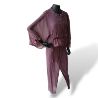 Conjunto De Goeye Vinho de Saia, Blusa e Colete-Uni