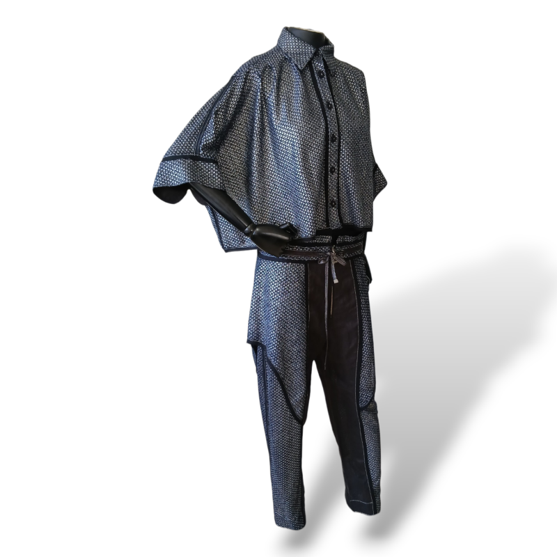 Conjunto De Goeye Calça e Blusa Marinho com Prata-36