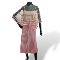 Conjunto Valentino Rosa Chiclete com Regata e Blusa de Tule - 38