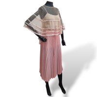 Conjunto Valentino Rosa Chiclete com Regata e Blusa de Tule - 38