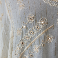 Conjunto Zara Bordado Off White - M/G