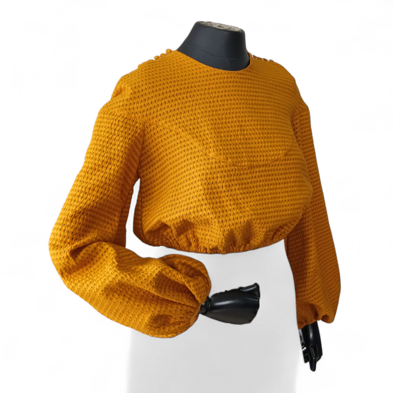 Blusa Paula Raia Cropped Mostarda - 38