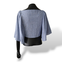 Cropped Paula Raia Listrado Azul e Branco - 38 Cropped Paula Raia Listrado Azul e Branco - 38