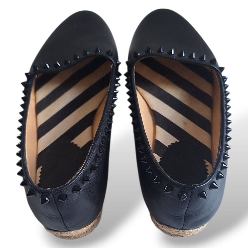 Espadrille Christian Louboutin Preta com Spikes-36 Espadrille Christian Louboutin Preta com Spikes-36