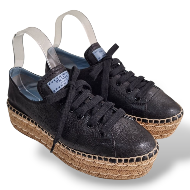 Espadrille Prada Preta em Couro - 36