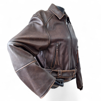 Jaqueta Max Mara em Couro Marrom Estonado - 36