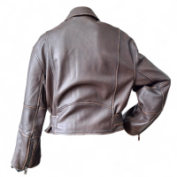 Jaqueta Max Mara em Couro Marrom Estonado - 36