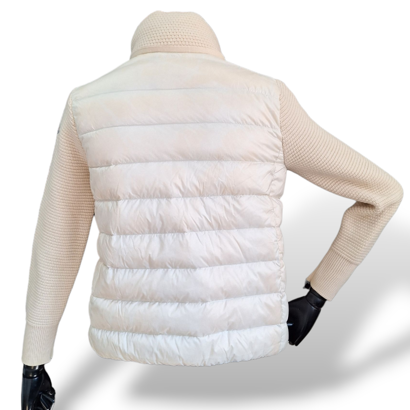 Jaqueta Moncler Off White Nylon com Tricot-PP Jaqueta Moncler Off White Nylon com Tricot-PP