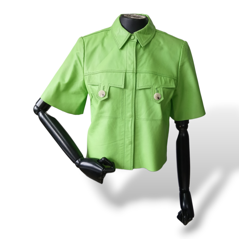 Blusa NK Store em Couro Verde Limão-36