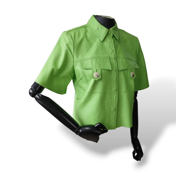 Blusa NK Store em Couro Verde Limão-36