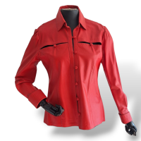 Camisa Renatta Gomes em Couro Vermelho-P