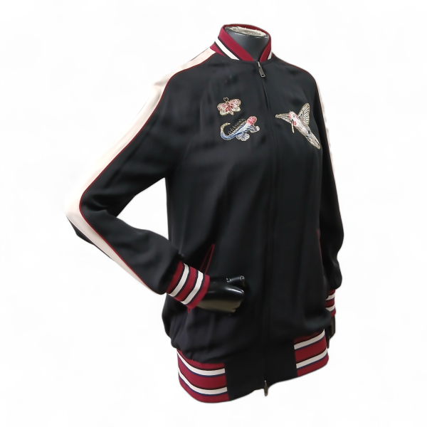 Jaqueta Bomber Valentino de Seda Bordada-38