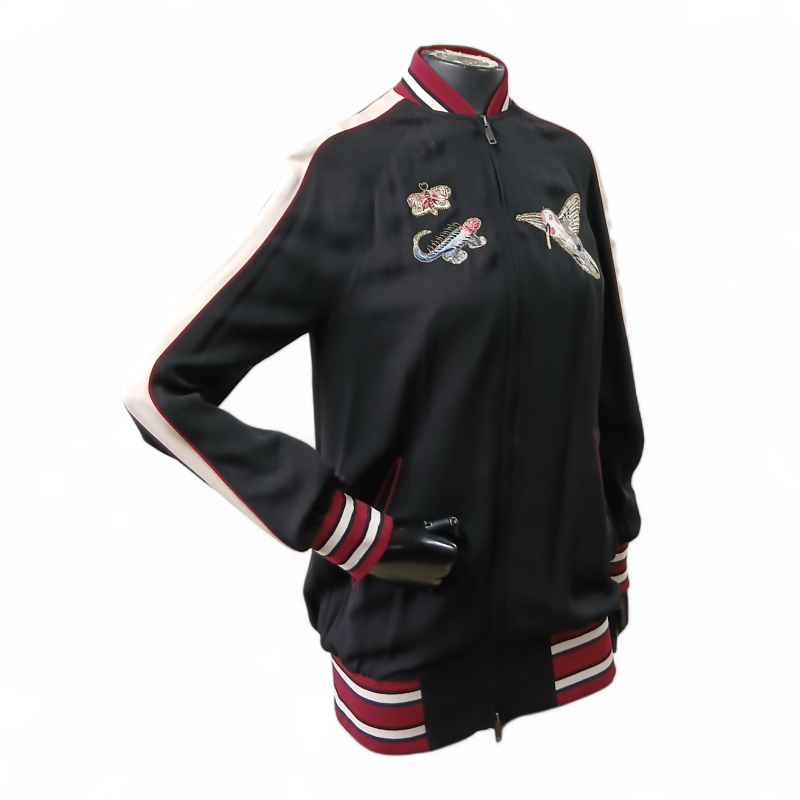 Jaqueta Bomber Valentino de Seda Bordada-38