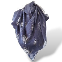 Lenço Alexander Mcqueen Azul Marinho Estampado de Seda