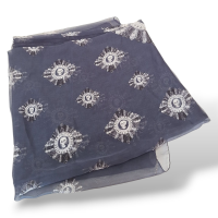 Lenço Alexander Mcqueen Azul Marinho Estampado de Seda