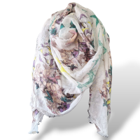 Lenço Zadig &Voltaire Branco Estampa De Flores 