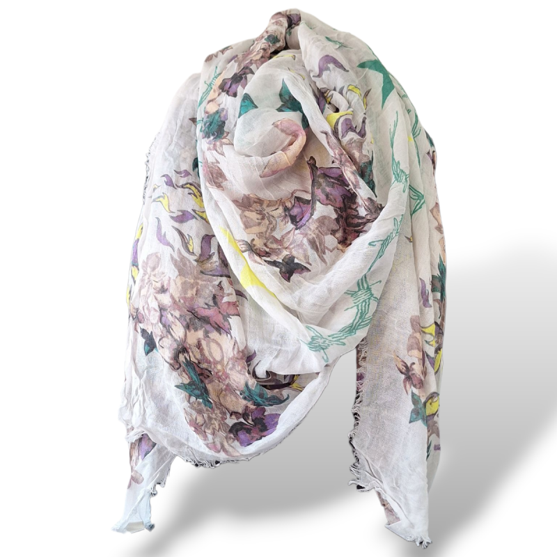 Lenço Zadig &Voltaire Branco Estampa De Flores  Lenço Zadig &Voltaire Branco Estampa De Flores