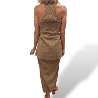 Vestido De Goeye Regata Macho Estampado Marrom com Cinto - 36