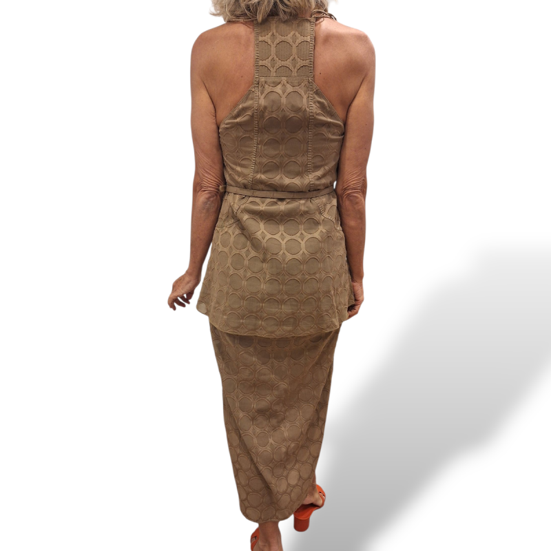 Vestido De Goeye Regata Macho Estampado Marrom com Cinto - 36