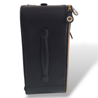 Mala Jimmy Choo Preta Forrada em Suede Caramelo