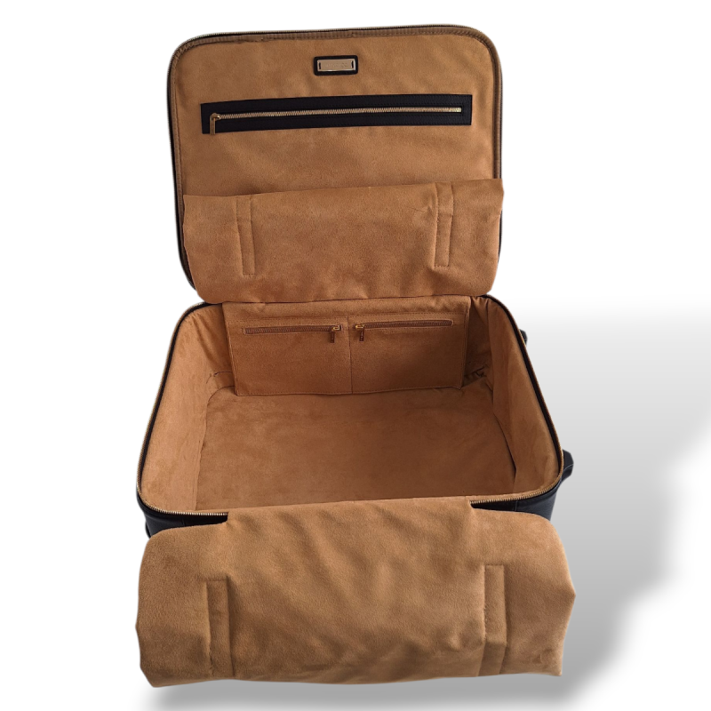 Mala Jimmy Choo Preta Forrada em Suede Caramelo