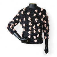 Malha Chloé Preta Pompom Rosa - PP