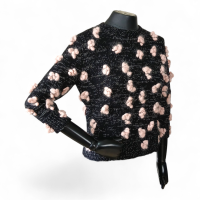 Malha Chloé Preta Pompom Rosa - PP