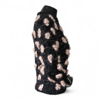 Malha Chloé Preta Pompom Rosa - PP