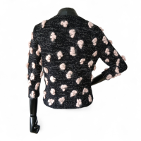 Malha Chloé Preta Pompom Rosa - PP