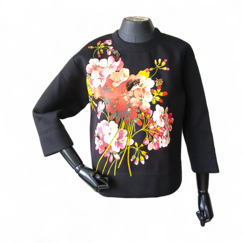 Moletom Gucci Preto Estampado Flores-P