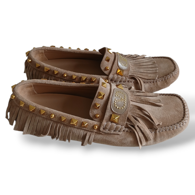 Mocassim Valentino em Suede Fendi com Franjas-39