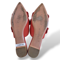 Mule Aquazzura Vermelha Aplicação de Flor-38 Mule Aquazzura Vermelha Aplicação de Flor-38