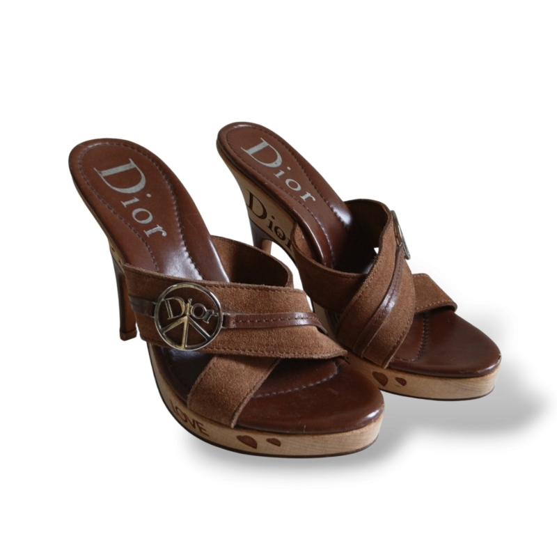 Mule Dior Vintage Suede com Plataforma "Love" - 37