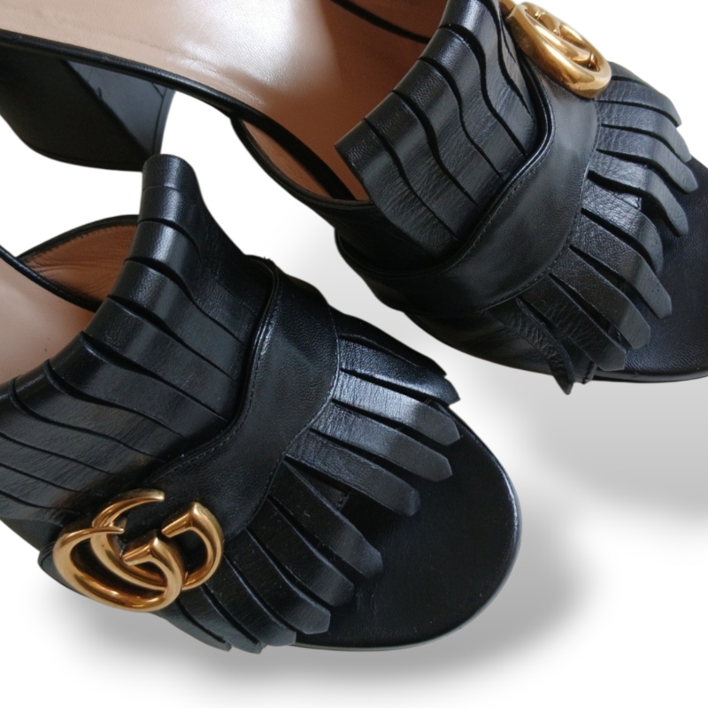 Mule Gucci Marmont Couro Preto - 37 