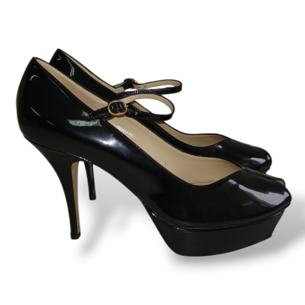 Peep Toe Yves Saint Laurent Verniz Preto - 36 