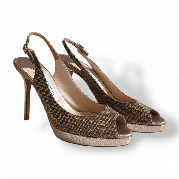 Peep Toe Jimmy Choo Dourado - 35 