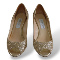 Peep Toe Jimmy Choo Dourado Glitter-35