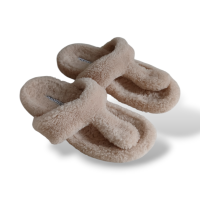 Chinelo Aquazzura em Pelúcia Bege-39