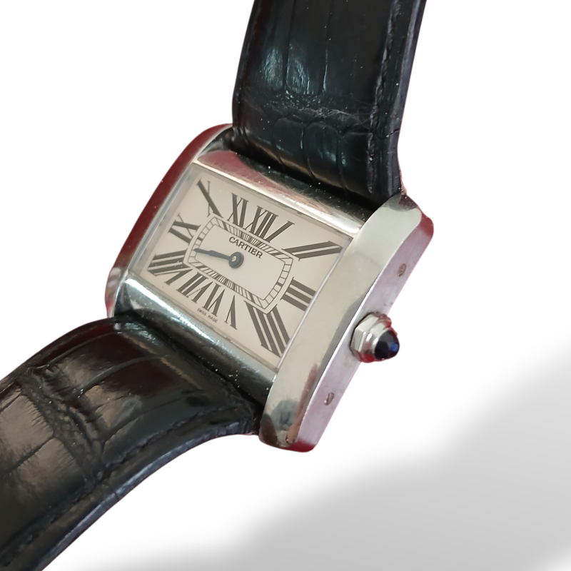 Relógio Cartier Tank Divan 38mm com Pulseira em Croco