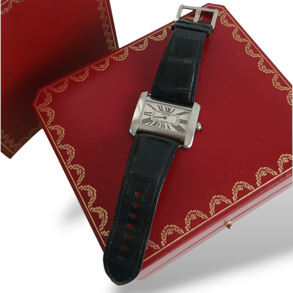 Relógio Cartier Tank Divan 38mm com Pulseira em Croco