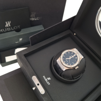 Relógio Hublot Big Bang 38mm em Aço com Brilhantes Pulseira em Croco Preta
